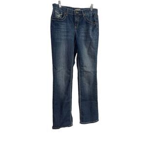 Earl Jean Womens Blue Low Rise Relaxed Straight Crop Jeans Size 6